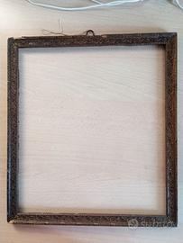 Cornicetta antica primi '900, in legno, intarsiata