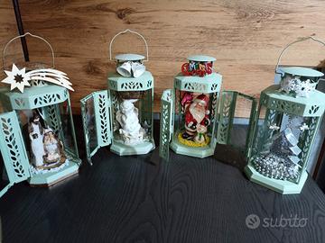 lanterne artigianali con luci natalizie