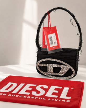 Borsa diesel 1DR nera tela, pelle,cristalli-nuova