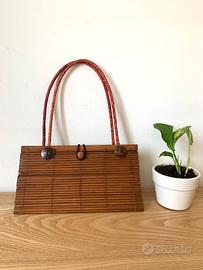 Borsetta a mano etnica in paglia e bamboo