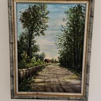 Quadro paesaggio alberato con cornice inclusa