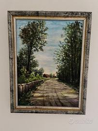 Quadro paesaggio alberato con cornice inclusa