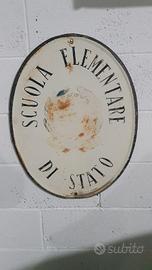 Insegna in latta antica Scuola Elementare