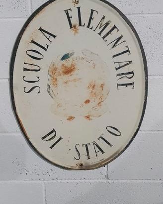 Insegna in latta antica Scuola Elementare