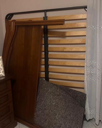 giro letto in legno+ rete matrimoniale 