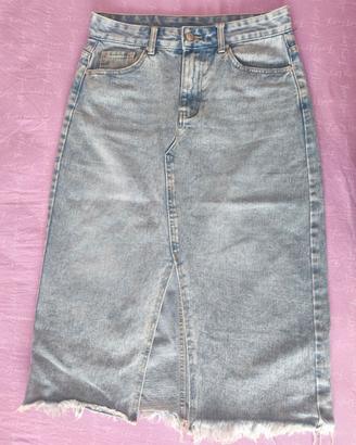 Gonna di jeans midi in lavaggio chiaro, taglia M