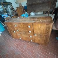 Cassettone in radica con specchio e comodini