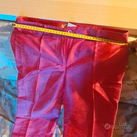 pantalone raso rosa fucsia 