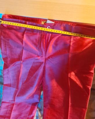 pantalone raso rosa fucsia 