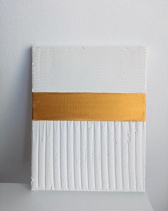 Quadro materico bianco e oro