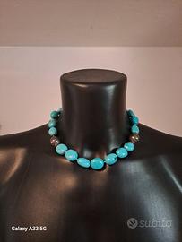 COLLANA GIROCOLLO IN TURCHESE NATURALE