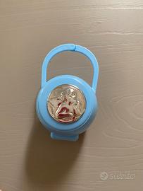 Porta ciuccio da neonato con placca in argento