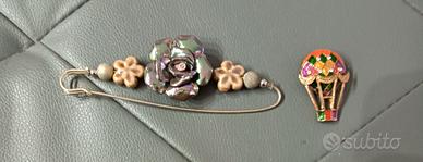 Coppia spille vintage Mongolfiera e Fiori