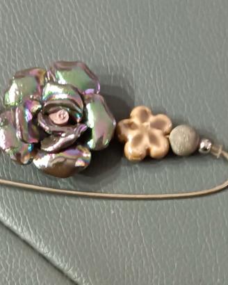 Coppia spille vintage Mongolfiera e Fiori