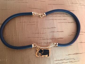 Collana in caucciù con pendaglio elefante nuova