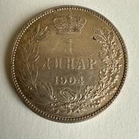 Serbia moneta 1 dinaro 1904 argento 835