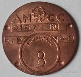 Targhetta in rame esonero dalla tassa velocipedi