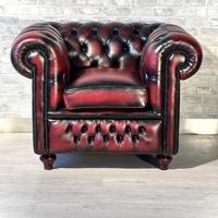Poltrona Chesterfield inglese vintage in pelle