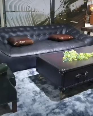 Set divano vintage in pelle su misura