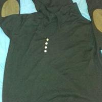 Maglione NERO a V con cappuccio e bottoncini xxl