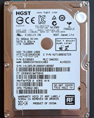 Hard Disk 2.5'' 7200rpm 750GB 1000GB 1TB