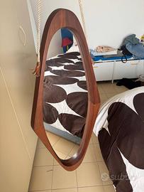 Specchio vintage anni ’70 in legno con corda