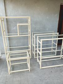 Librerie/portaoggetti design anni 70 in rattan