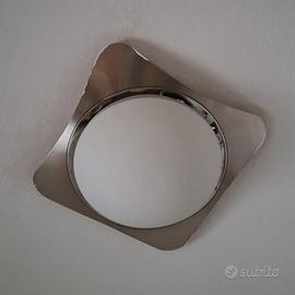 Plafoniera vintage Livarno Lux acciaio vetro