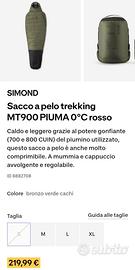 Sacco a pelo piuma 0°C MT900 simond nuovo treking