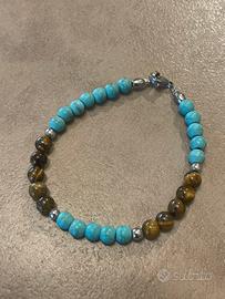 Bracciale con perline turchese e marroni