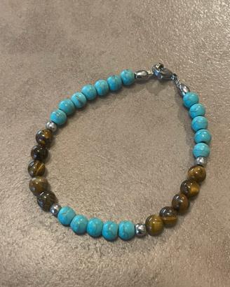 Bracciale con perline turchese e marroni
