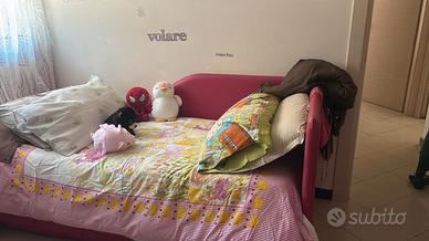 letto singolo 1pizza e mezzo sponda rossa 