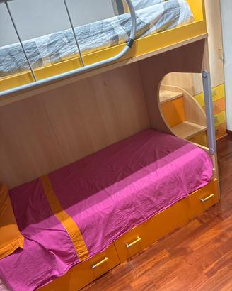 Letto a castello bambini giallo e arancio