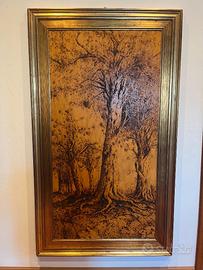 Quadro in legno pirografato artigianale