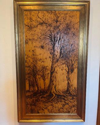 Quadro in legno pirografato artigianale