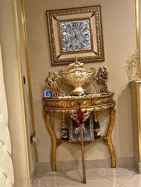Consolle in foglia oro con Orologio