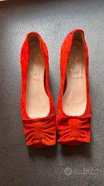 Tacchi in camoscio rosso Made in Italy Vera pelle