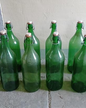12 Bottiglie Vetro Verde Tappo Meccanico