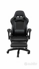 Sedia gaming nera ecopelle per scrivania pc