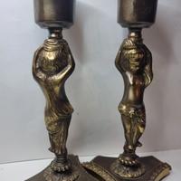 Coppia basi in bronzo per lampade / abat-jour