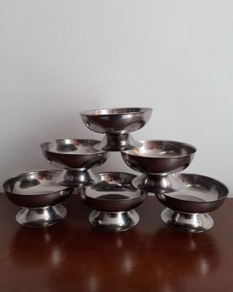 Set 6 coppe da gelato d'acciaio vintage