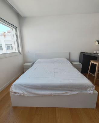Letto e 2 comodini Malm Bianco