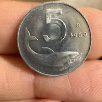 Moneta 5 lire 1969 errore conio