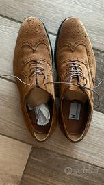 Scarpe Moreschi Broque Suede Cognac Taglia 41 US N