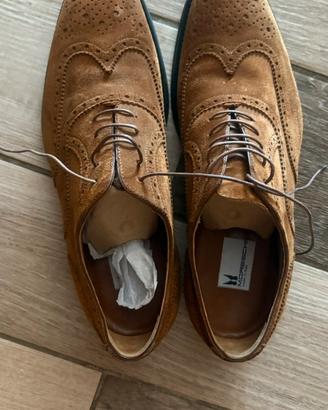 Scarpe Moreschi Broque Suede Cognac Taglia 41 US N
