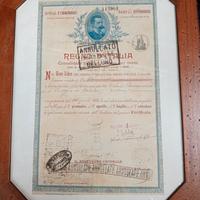 certificato Regno d' Italia 