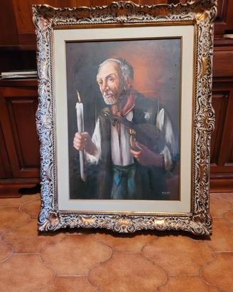 Quadro antico Personaggio con mandolino Mugnano