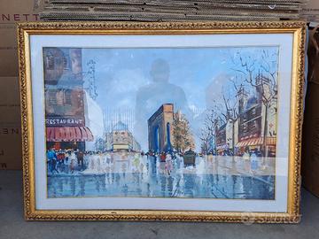 Quadro Parigi Olio su tela con cornice Golo Sozi