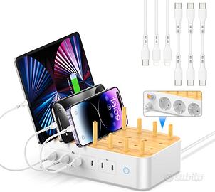 Stazione di ricarica USB-C a 6 porte Bamboo da 60W