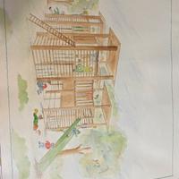 Tavola parco giochi acquerello
